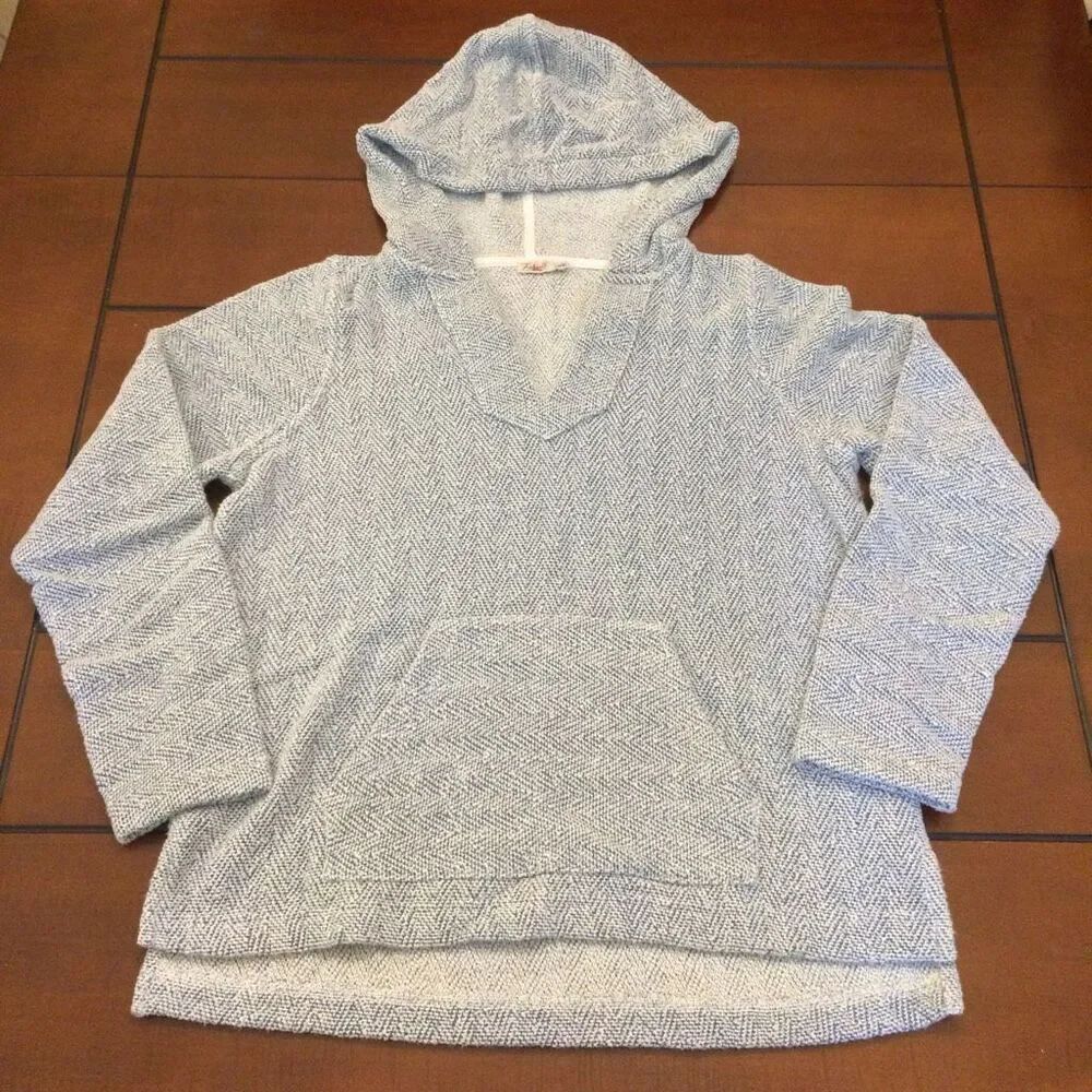 Faherty Whitewater Hoodie pull over blue and white medium